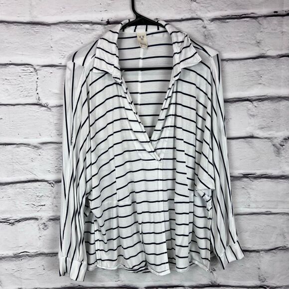 We The Free by Free People Striped Collared Pullover Top XS - Picture 2 of 8